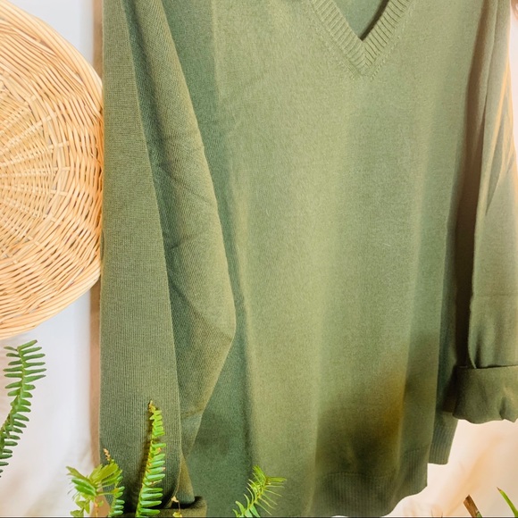 vtg retro 90s vsco boyfriend forest green pullover - Picture 6 of 7